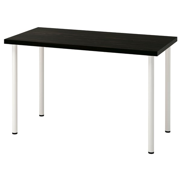 LAGKAPTEN / ADILS desk, black-brown/white, 120x60 cm