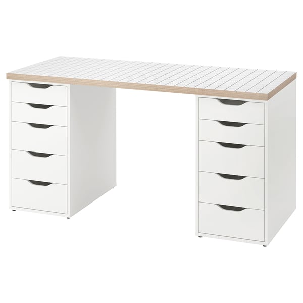 LAGKAPTEN / ALEX desk, white anthracite/white, 140x60 cm