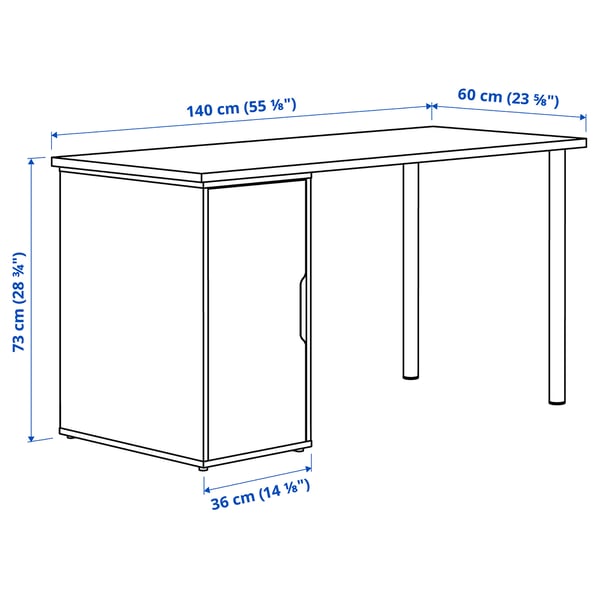 LAGKAPTEN / ALEX desk, white/anthracite, 140x60 cm