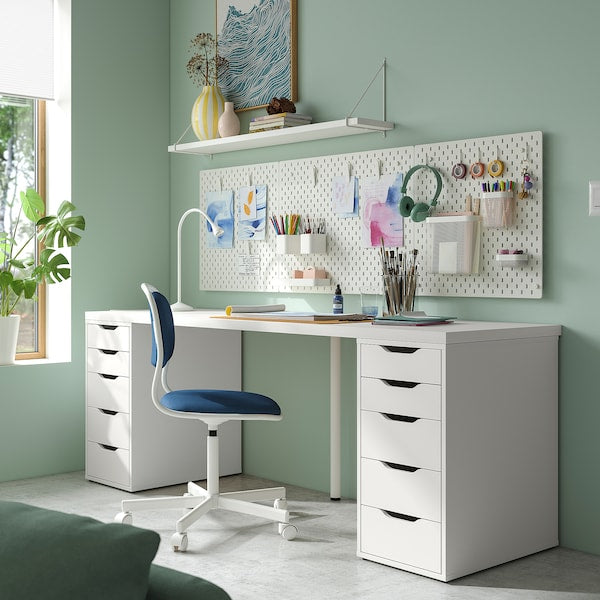 LAGKAPTEN / ALEX desk, white, 200x60 cm