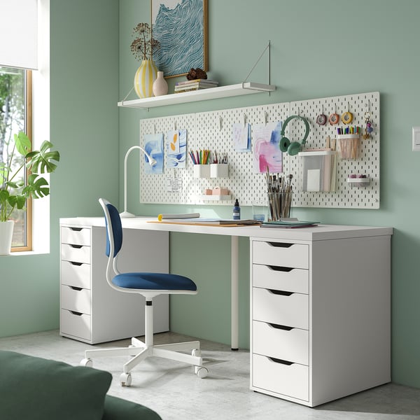 LAGKAPTEN / ALEX desk, white, 200x60 cm