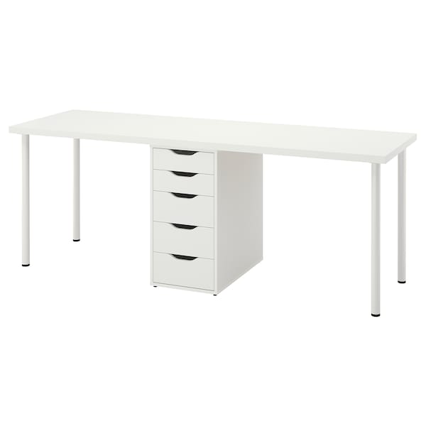 LAGKAPTEN / ALEX desk, white, 200x60 cm