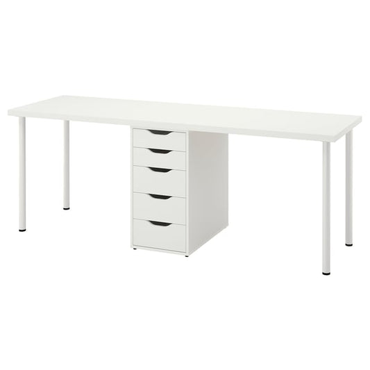 LAGKAPTEN / ALEX desk, white, 200x60 cm