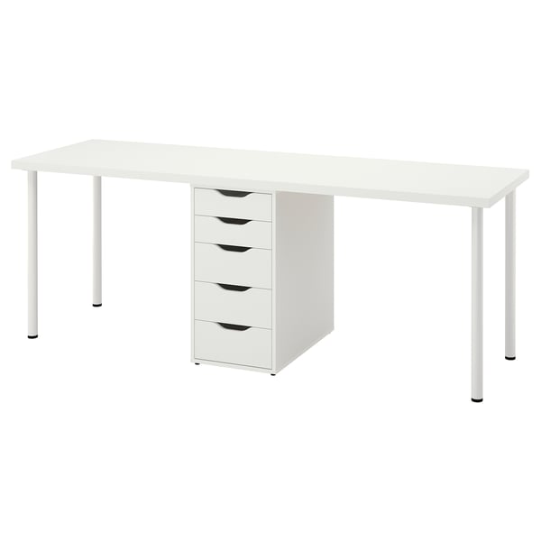 LAGKAPTEN / ALEX desk, white, 200x60 cm