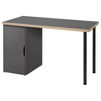 LAGKAPTEN / ALEX desk, grey/wood effect black, 120x60 cm