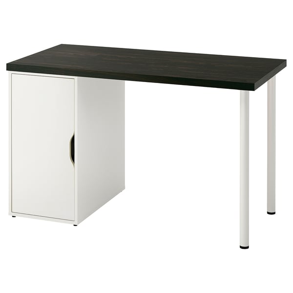 LAGKAPTEN / ALEX desk, black-brown/white, 120x60 cm