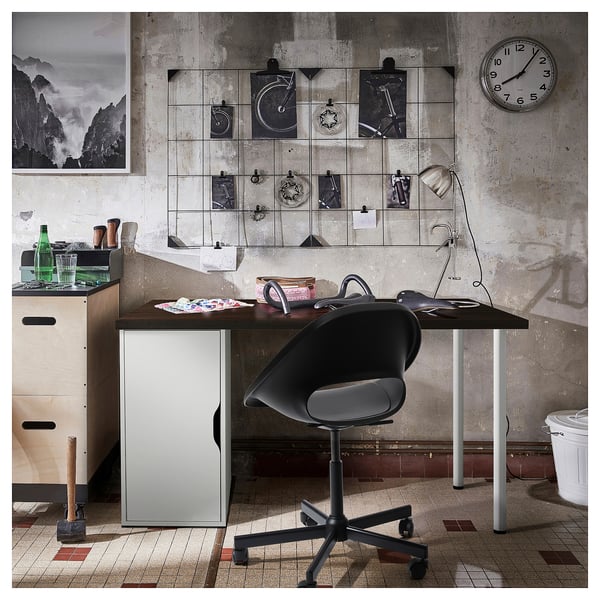 LAGKAPTEN / ALEX desk, black-brown/white, 140x60 cm