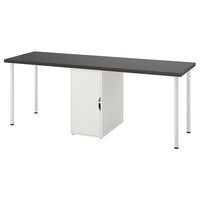 LAGKAPTEN / ALEX desk, black-brown/white, 200x60 cm