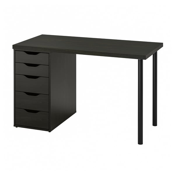 LAGKAPTEN / ALEX desk, black-brown/black, 120x60 cm