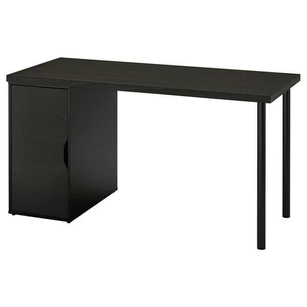 LAGKAPTEN / ALEX desk, black-brown/black, 140x60 cm