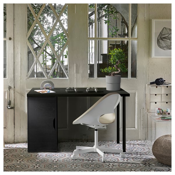 LAGKAPTEN / ALEX desk, black-brown/black, 120x60 cm