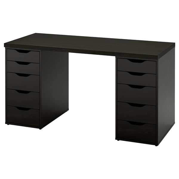 LAGKAPTEN / ALEX desk, black-brown, 140x60 cm