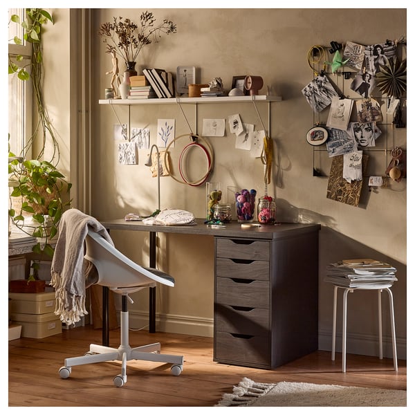 LAGKAPTEN / ALEX desk, black-brown, 140x60 cm
