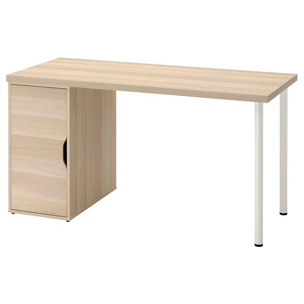 LAGKAPTEN / ALEX desk, white stained/oak effect white, 140x60 cm