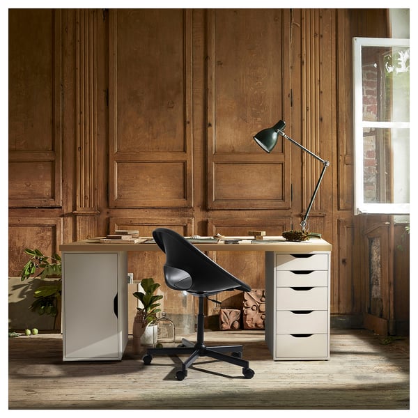 LAGKAPTEN / ALEX desk, white stained/oak effect white, 140x60 cm