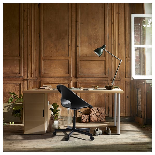 LAGKAPTEN / ALEX desk, white stained/oak effect white, 140x60 cm