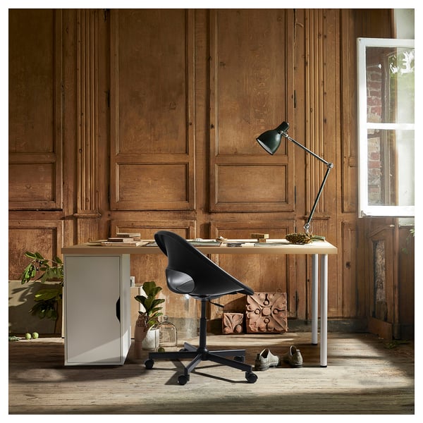 LAGKAPTEN / ALEX desk, white stained/oak effect white, 140x60 cm