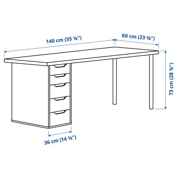 Ikea LAGKAPTEN / ALEX - Desk, polka dot pattern/black white,140x60 cm
