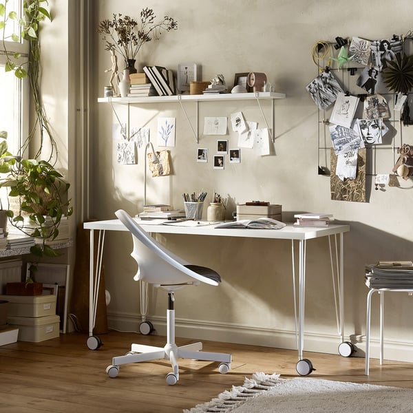 LAGKAPTEN / KRILLE desk, white, 140x60 cm