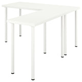 LAGKAPTEN / LINNMON L-shaped desk, white, 140x160 cm