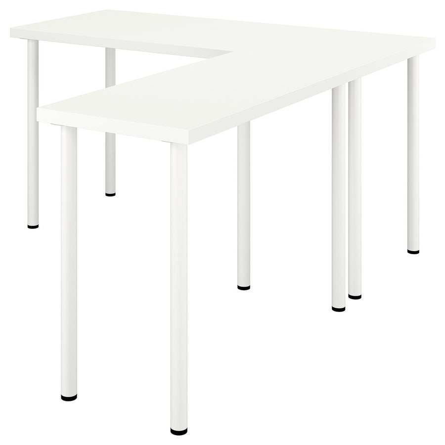 LAGKAPTEN / LINNMON L-shaped desk, white, 140x160 cm