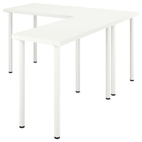 LAGKAPTEN / LINNMON L-shaped desk, white, 140x160 cm