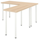 LAGKAPTEN / LINNMON L-shaped desk, white stained oak effect/white, 140x160 cm