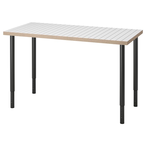 LAGKAPTEN / OLOV desk, white/black, 120x60 cm