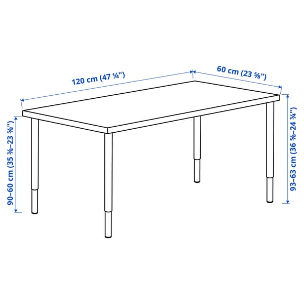 LAGKAPTEN / OLOV desk, white, 120x60 cm