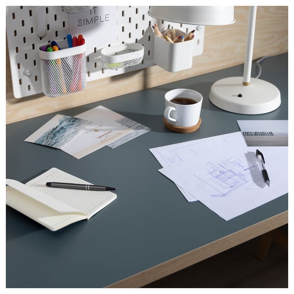 LAGKAPTEN table top, grey-turquoise