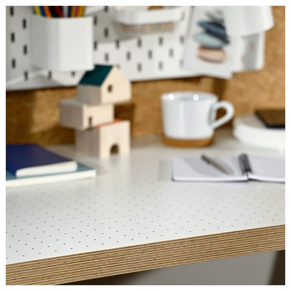 LAGKAPTEN table top, dot pattern black/white, 140x60 cm