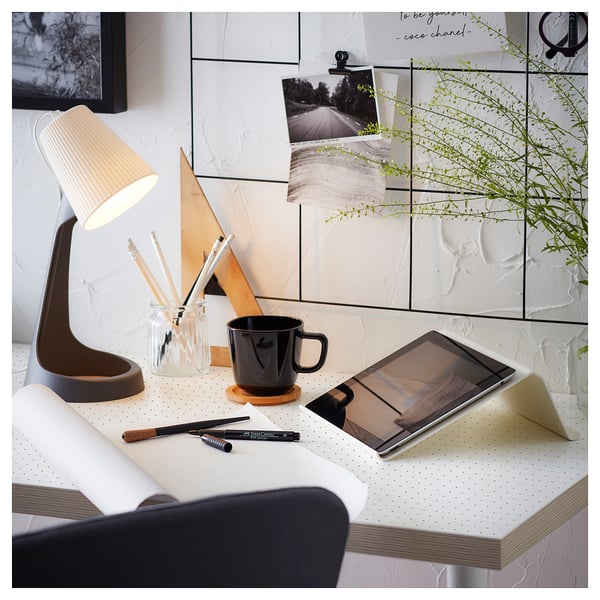LAGKAPTEN table top, dot pattern black/white, 140x60 cm