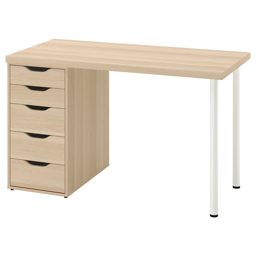 LAGKAPTEN desk, white stained/oak effect white, 120x60 cm