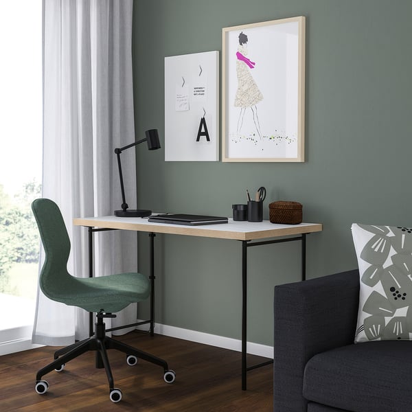 LAGKAPTEN / SPÄND desk, white anthracite/black, 120x60 cm