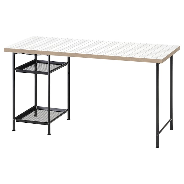 LAGKAPTEN / SPÄND desk, white anthracite/black, 140x60 cm