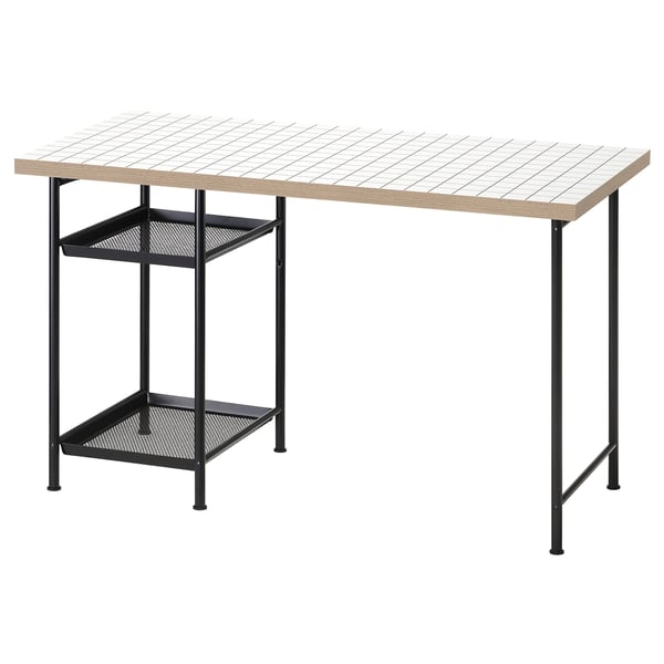 LAGKAPTEN / SPÄND desk, white anthracite/black, 120x60 cm
