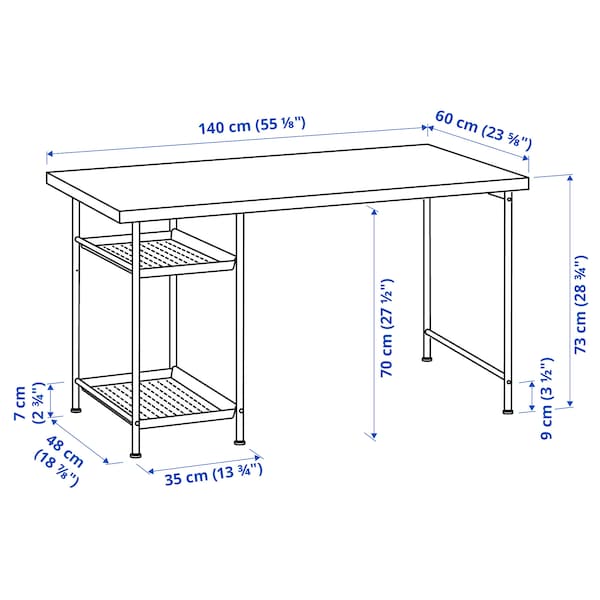LAGKAPTEN / SPÄND desk, white/black, 140x60 cm