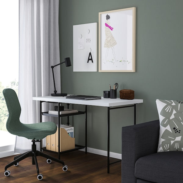 LAGKAPTEN / SPÄND desk, white/black, 120x60 cm