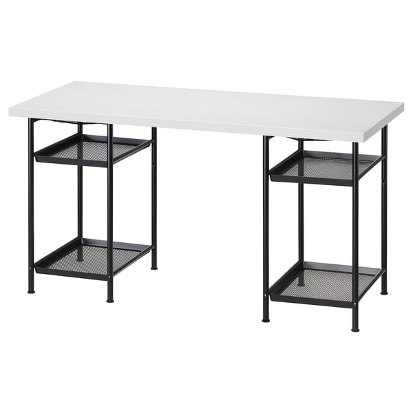 LAGKAPTEN / SPÄND desk, white/black, 140x60 cm