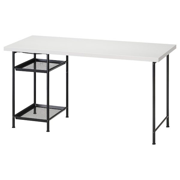 LAGKAPTEN / SPÄND desk, white/black, 140x60 cm