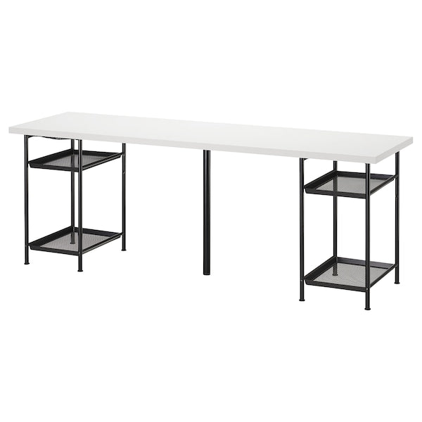 LAGKAPTEN / SPÄND desk, white/black, 200x60 cm