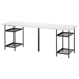 LAGKAPTEN / SPÄND desk, white/black, 200x60 cm