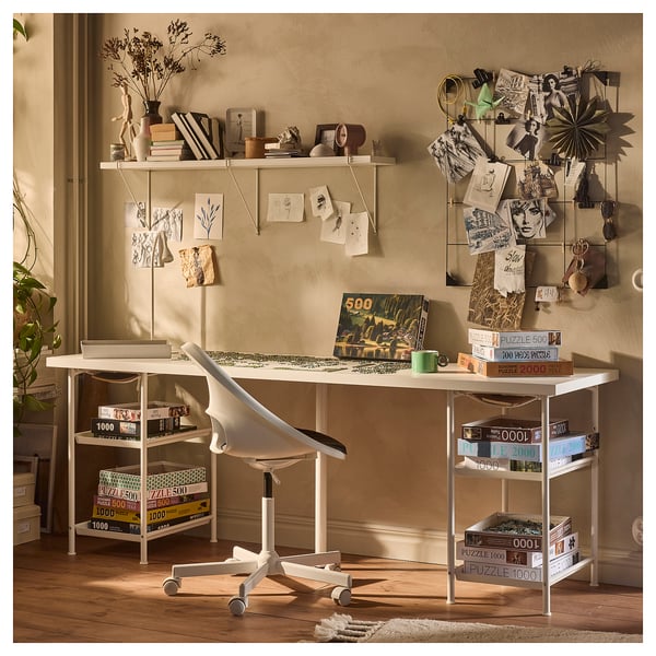 LAGKAPTEN / SPÄND desk, white, 200x60 cm