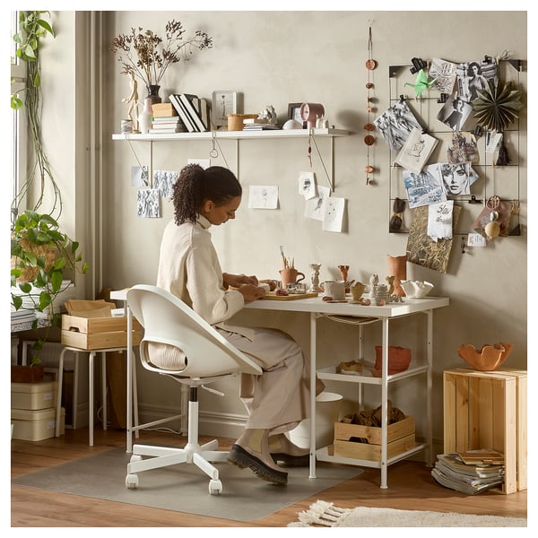 LAGKAPTEN / SPÄND desk, white, 140x60 cm