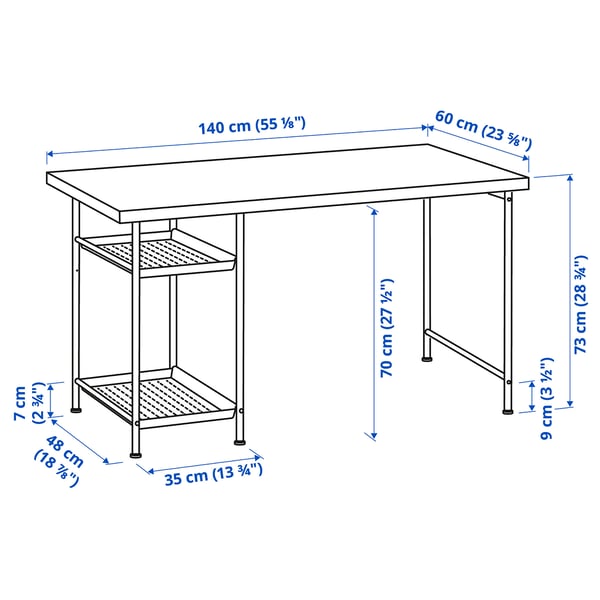 LAGKAPTEN / SPÄND desk, white stained oak effect/white, 140x60 cm
