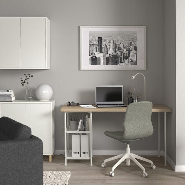 Ikea LAGKAPTEN / SPÄND - Desk, white stained oak effect/white, 140x60 cm