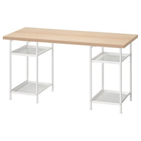 LAGKAPTEN / SPÄND desk, white stained oak effect/white, 140x60 cm