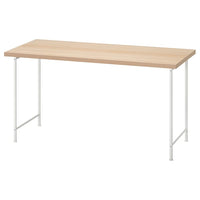 LAGKAPTEN / SPÄND desk, white stained oak effect/white, 140x60 cm