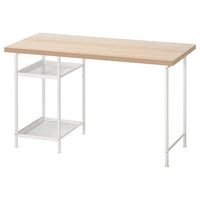 LAGKAPTEN / SPÄND desk, white stained oak effect/white, 120x60 cm
