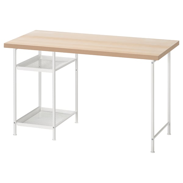 LAGKAPTEN / SPÄND desk, white stained oak effect/white, 120x60 cm